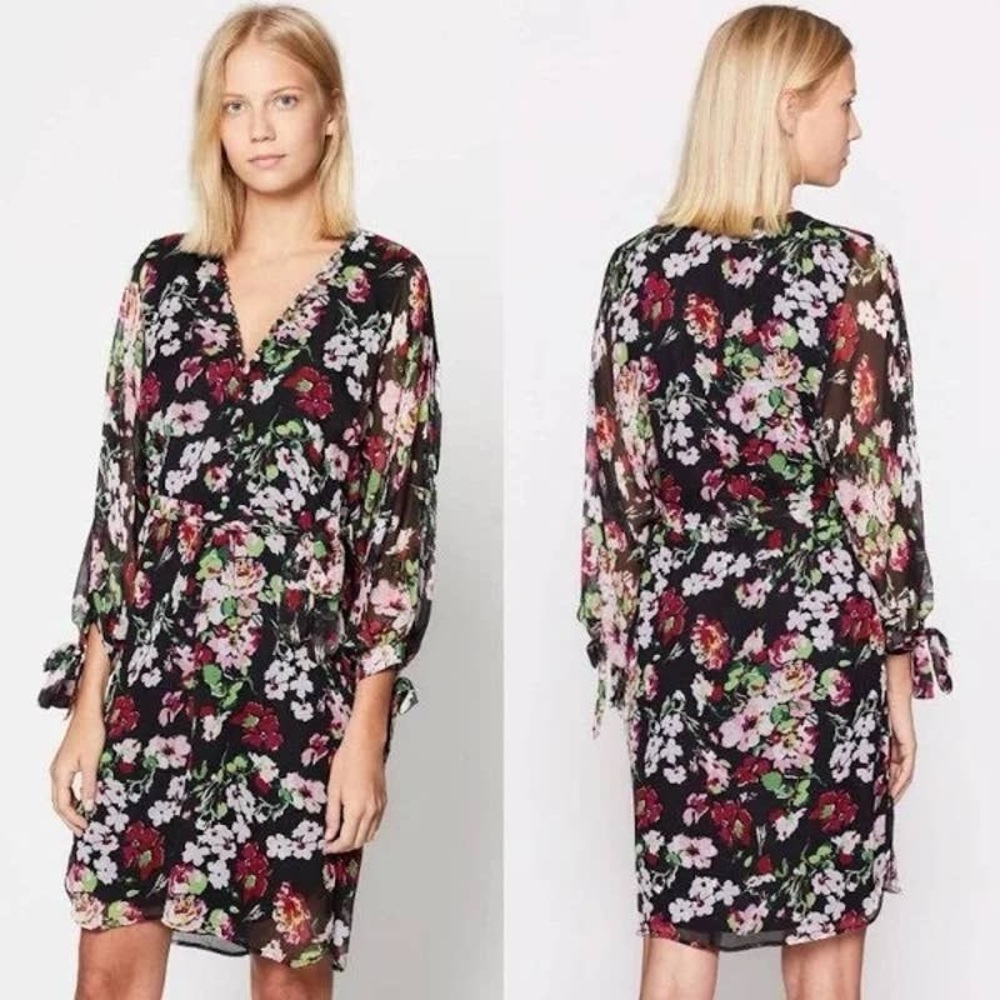 Equipment Black Floral Dress
